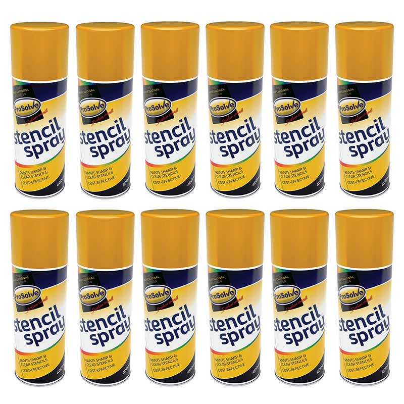 Prosolve Stencil Spray Paint Aerosol, Yellow (5015) - 12 x 400ml