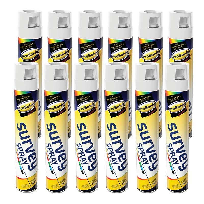 Prosolve Survey Spray Paint, White - 12 x 750ml