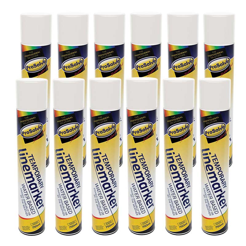 ProSolve Temporary Linemarker Spray Paint - White - 12 x 750ml