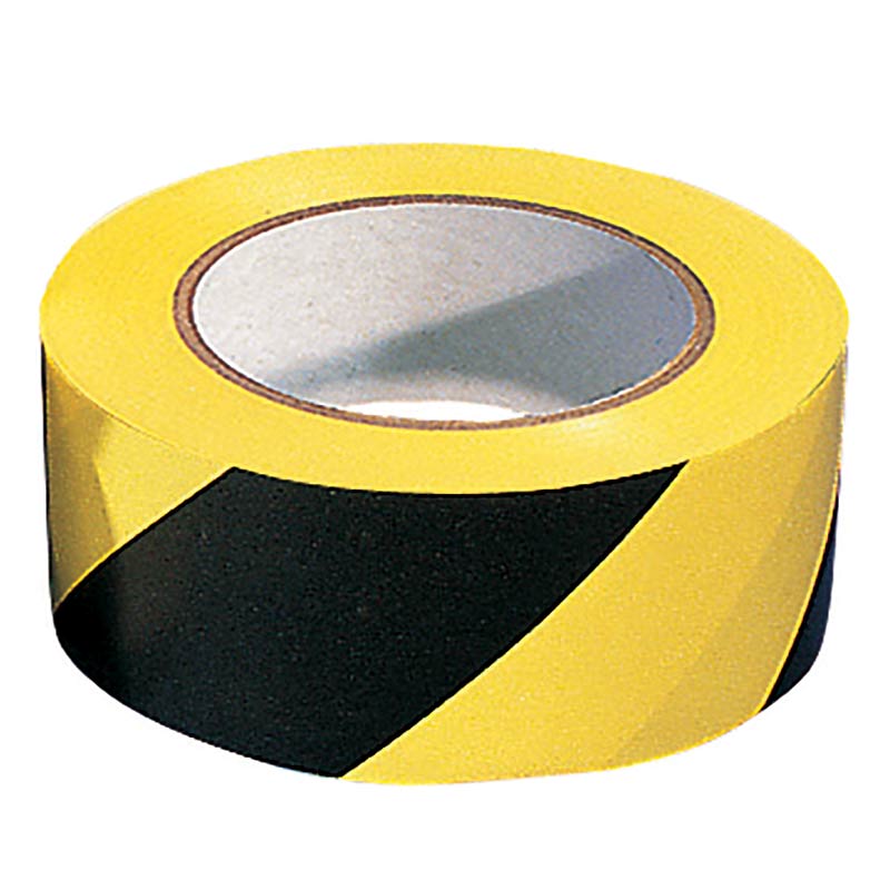 PVC Adhesive Hazard Warning Tape 1 x Roll - Black/Yellow