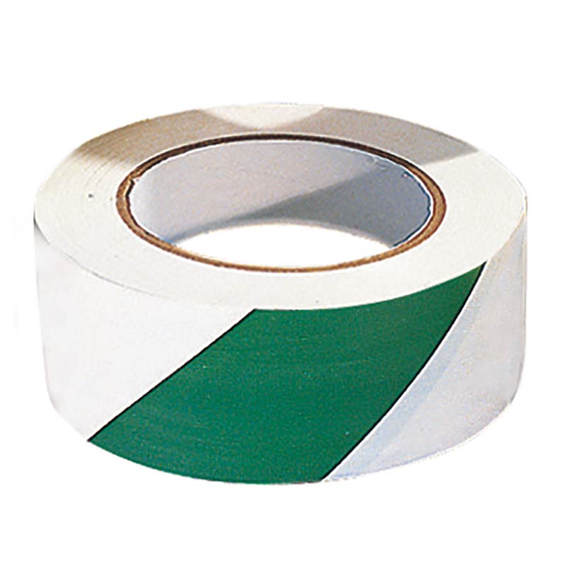 PVC Adhesive Hazard Warning Tape 1 x Roll - Green/White