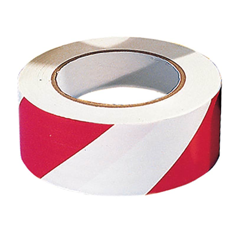 PVC Adhesive Hazard Warning Tape 1 x Roll - Red/White