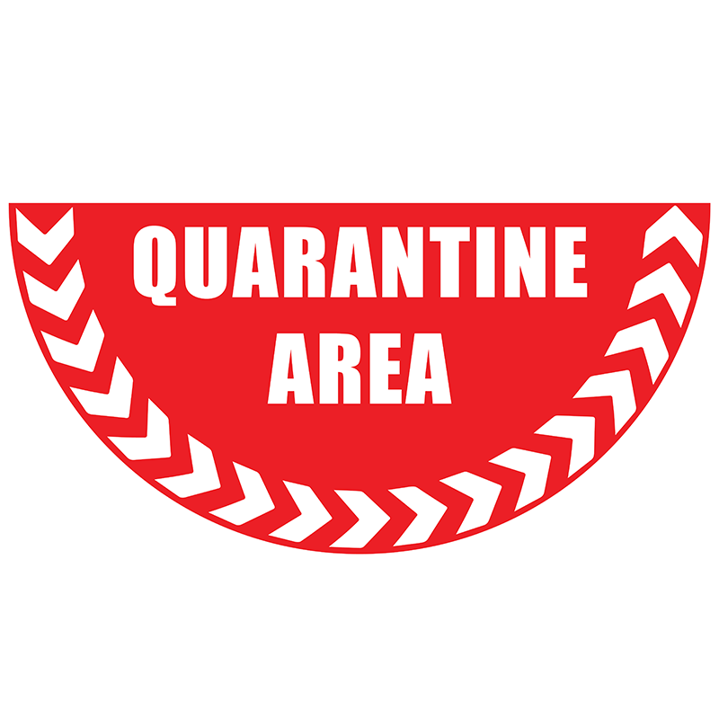 Quarantine Area Half-Moon Graphic Floor Marker - 750 x 375mm