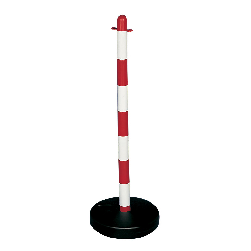 Red & white freestanding plastic post - circular base