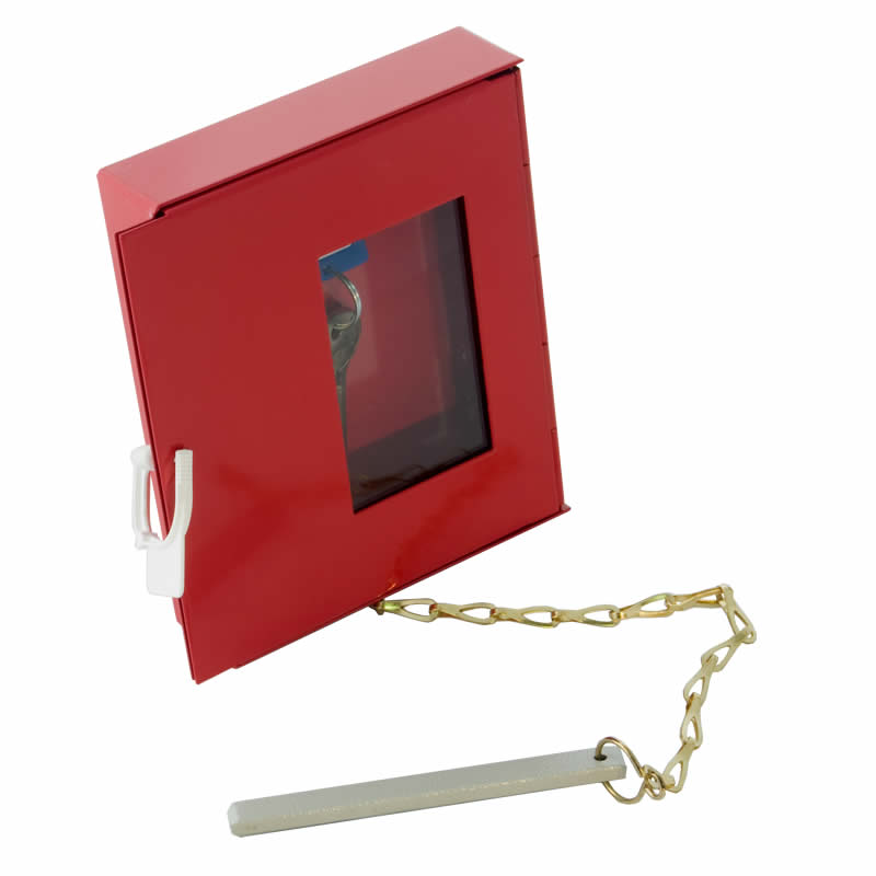 Red Emergency Glass Front Key Cabinet with Plastic Security Seal