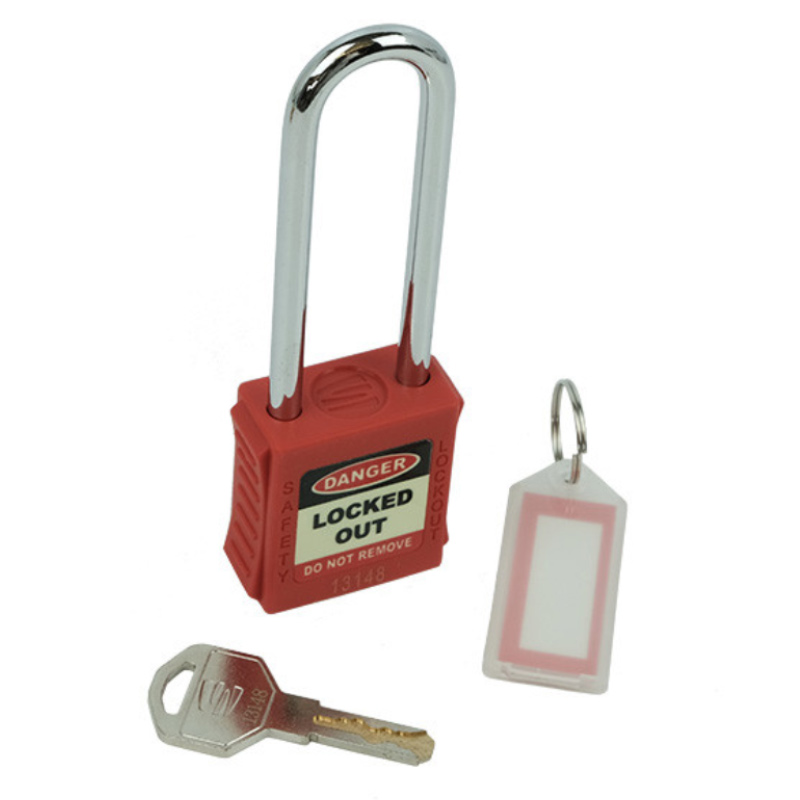 Safety Lockout Padlock - Long Shackle, Red
