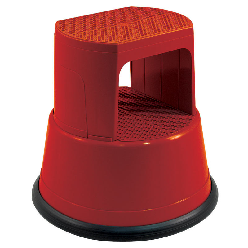 Red Plastic 2-Step Kick Step Stool