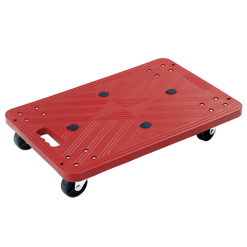 Red Plastic Platform Dolly 100kg Capacity - 110 x 400 x 600mm