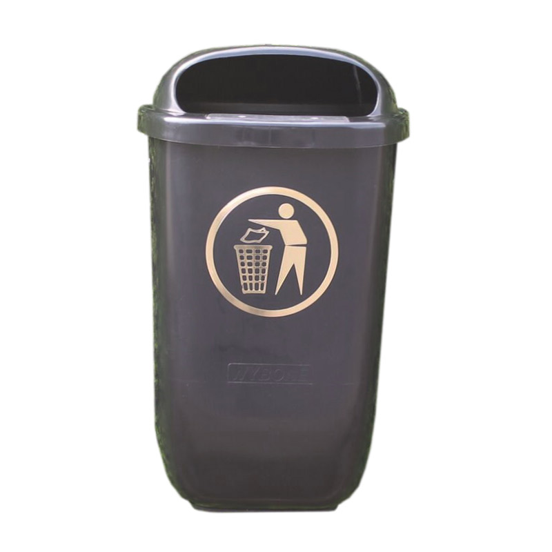 Regent 50L Black & Gold Hooded Litter Bin for Wall or Post Mounting