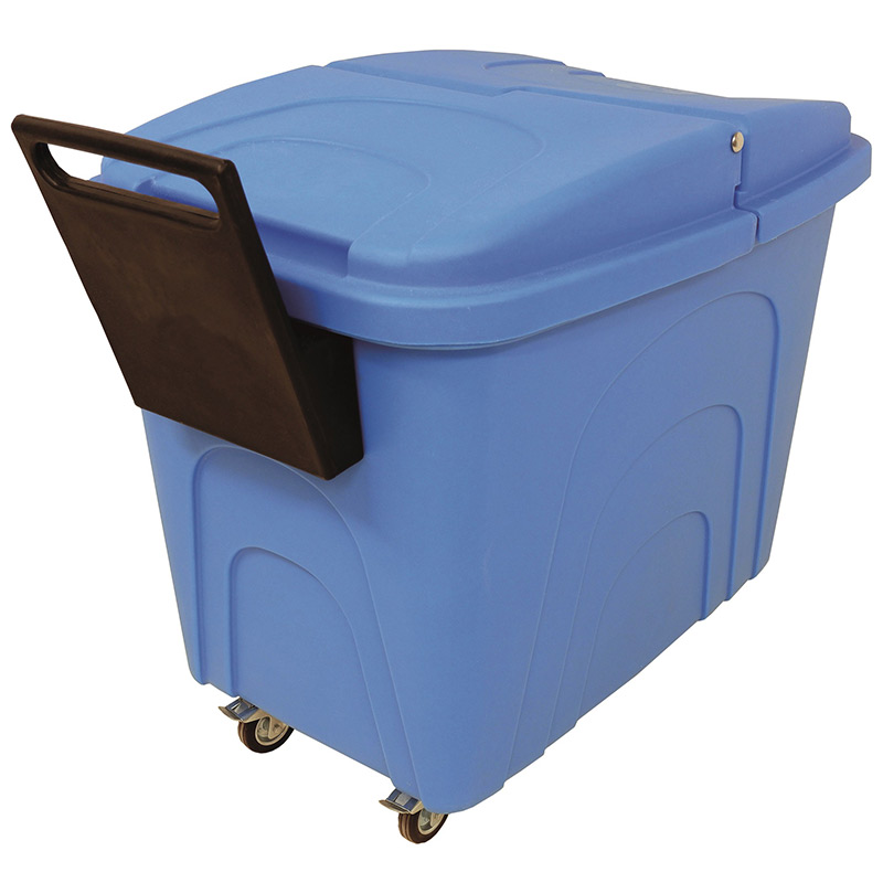 Plastic Container Truck, corner wheels, 400L, Blue, with lid and handle, Polypropylene