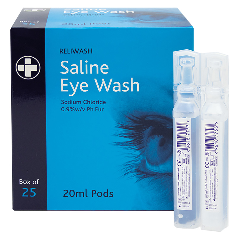 St John Ambulance Saline Eye Wash and Wound Cleaning Phials 20ml - 25 pack