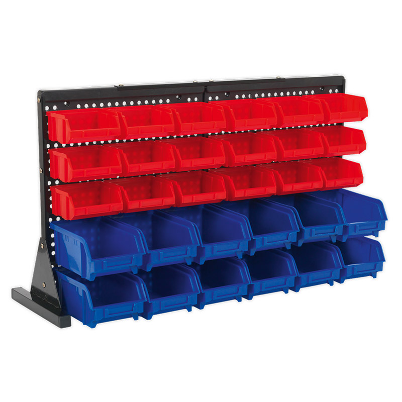 Sealey freestanding small parts storage system - 370 x 650 (H x W mm) - 18 red bins & 12 blue bins