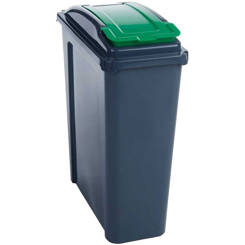 25 Litre Recycling Bin With Green Lid- 510 x 190 x 400mm
