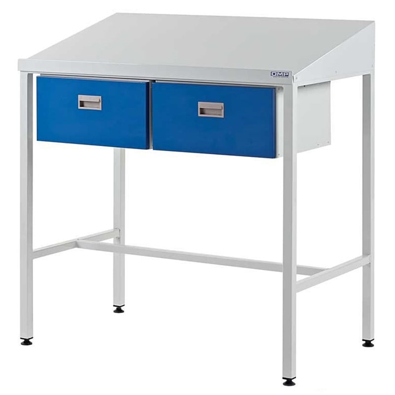 Sloping Top Workstation With 2 Drawers 1060mm H x 1000mm W x 600mm D
