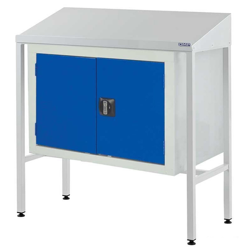 Sloping Top Workstation, Double Cupboard 1060mm H x 1000mm W x 460mm D
