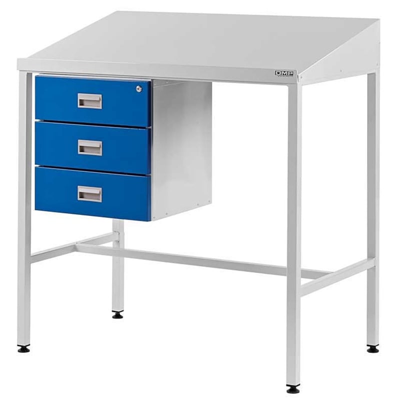 Sloping Top Workstation, Triple Drawer 1060mm H x 1000mm W x 460mm D