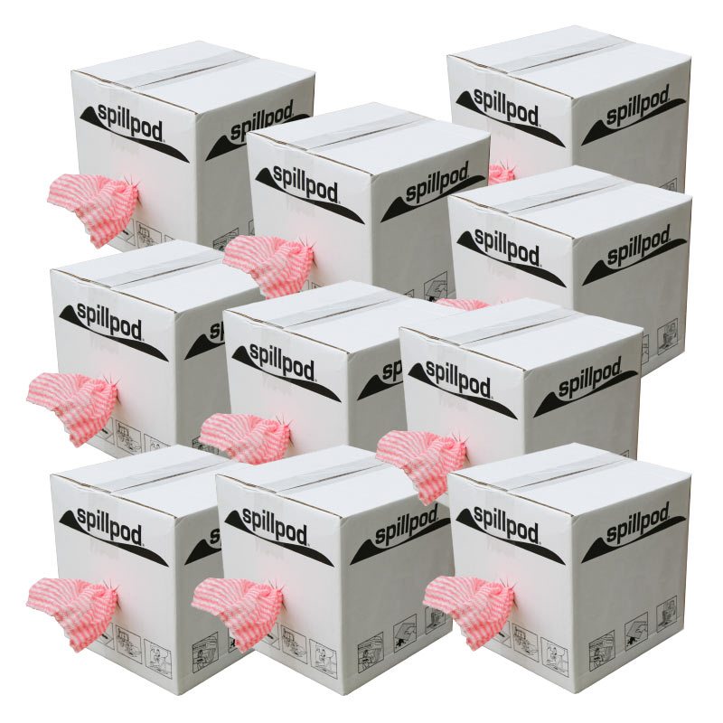 Spillpod Multi-Purpose J-Cloth Wipes in Dispenser Box - 10 boxes of 300 J-Cloths
