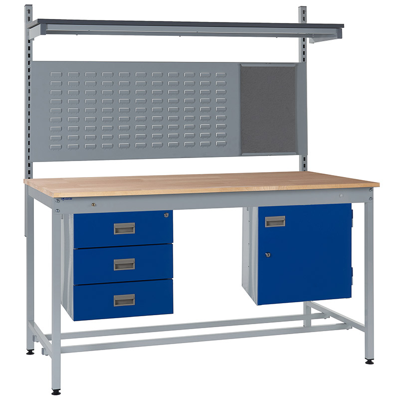 Square Tube Workbench Kit  D - Beech Top 27mm thick 1600x1800x750mm