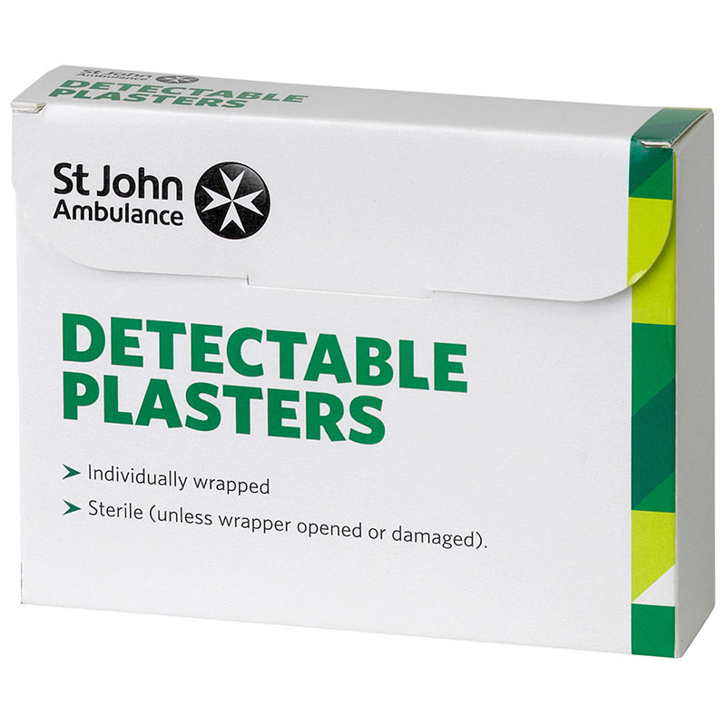St John Ambulance Detectable Blue Plasters - Pack of 100 assorted sizes