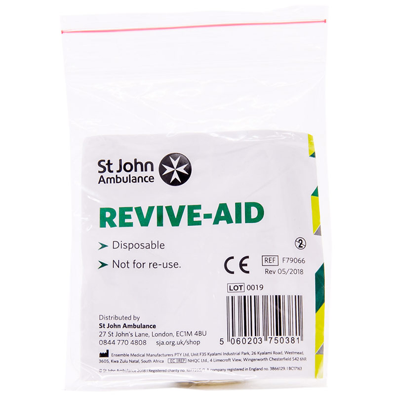 St John Ambulance Revive-Aid Resuscitation Mouth to Mouth Face Shield with one way valve