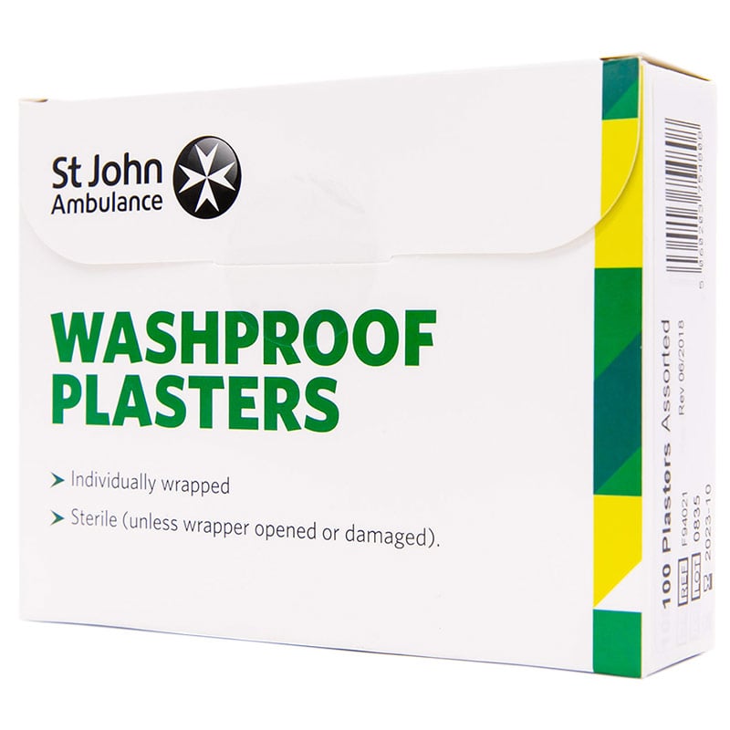 St John Ambulance Washproof Plasters  - Pack of 100 assorted sizes 