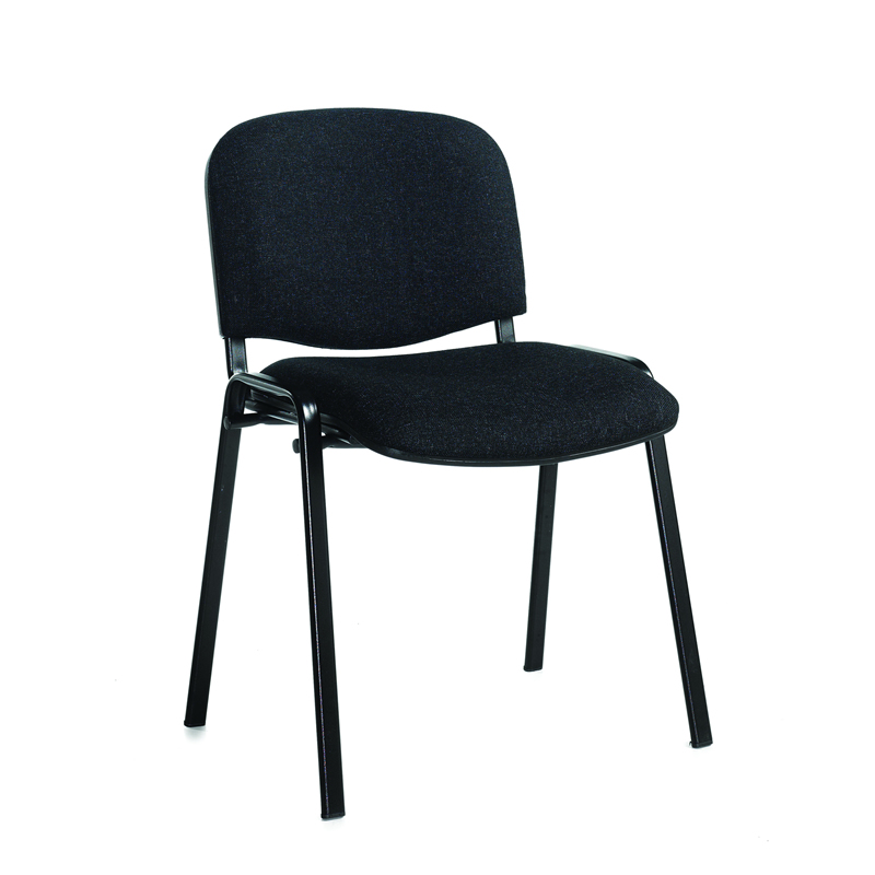 Stackable Padded Office Chairs - Charcoal Fabric, Black Frame - pack of 4
