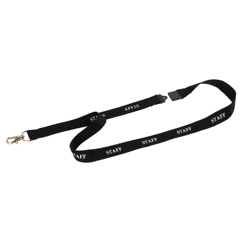 Black Textile Staff Lanyard with Safety Lock and Carabiner - Pack of 10 - Unisex