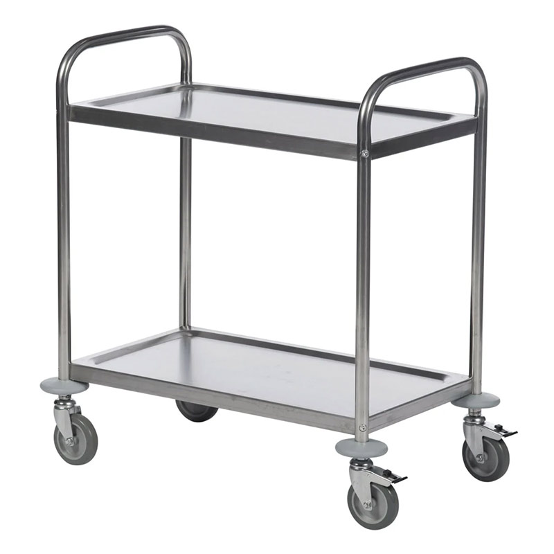 201-Grade Stainless Steel Trolley - 2 Shelves - 805 x 380 x 710mm