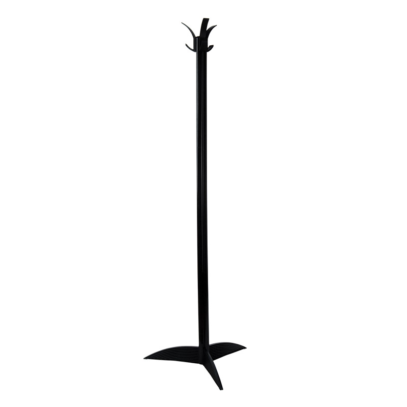 Black Coat Stand with three hooks - made from extruded polymer - 1550 x 585