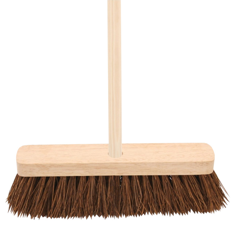 Stiff Bassine Broom 12 inch Head - 4 foot  Wooden Handle - 1170 x 60 x 290mm
