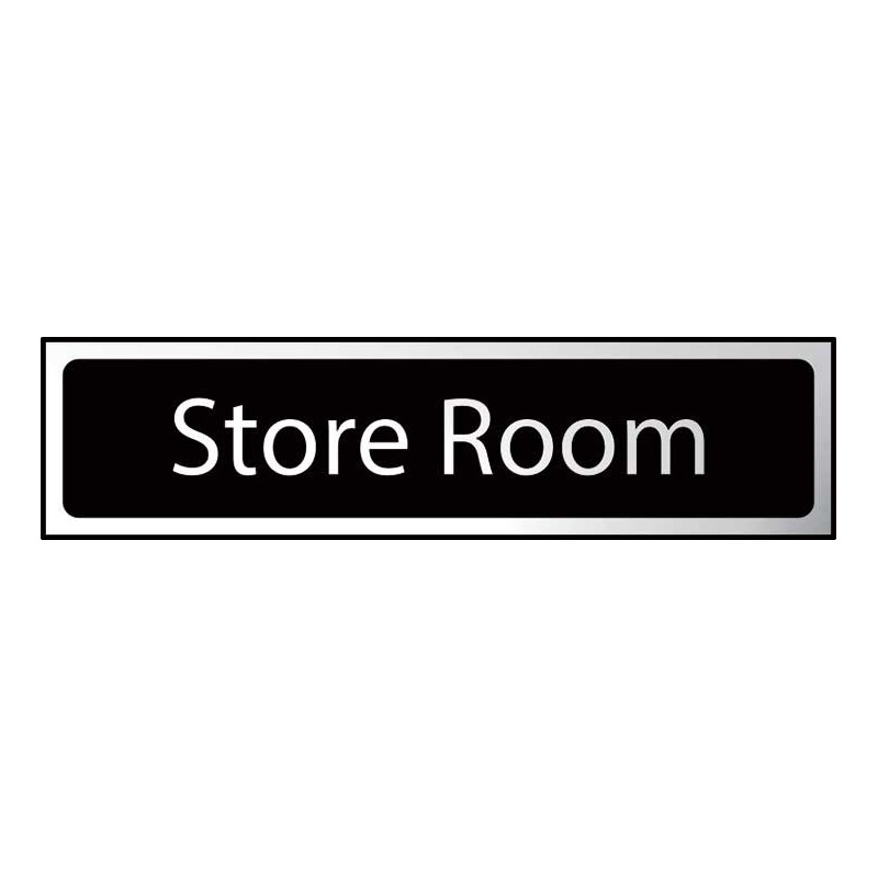 Store Room sign - Polished Chrome Effect Laminate with Self-Adhesive Backing - 200 x 50mm