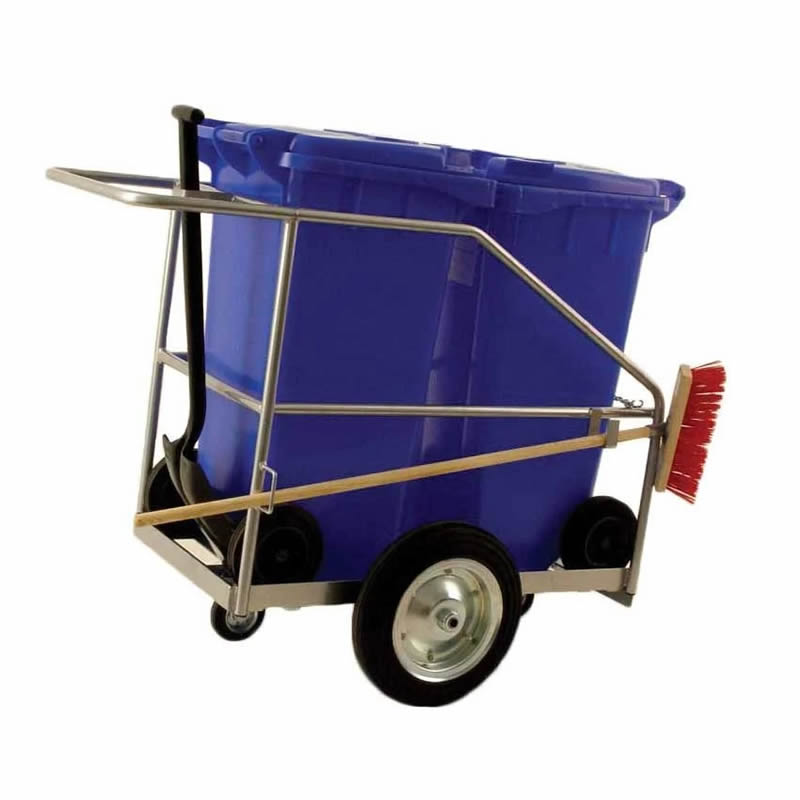 Street Cleaning Barrow with 2 x 120L Blue Wheelie Bins, Brush And Shovel