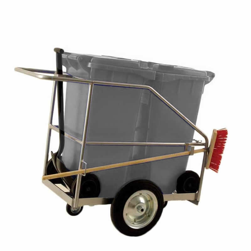 Street Cleaning Barrow with 2 x 120L Grey Wheelie Bins, Brush And Shovel