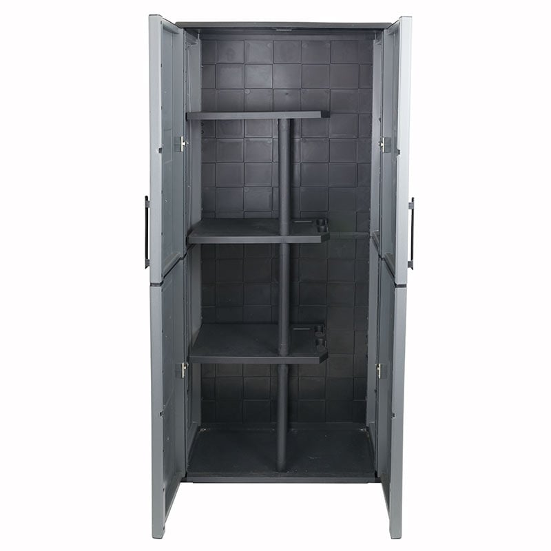 Industrial Plastic Utility Cupboard with Double Doors & 3 Half Shelves - 1630 x 680 x 370mm