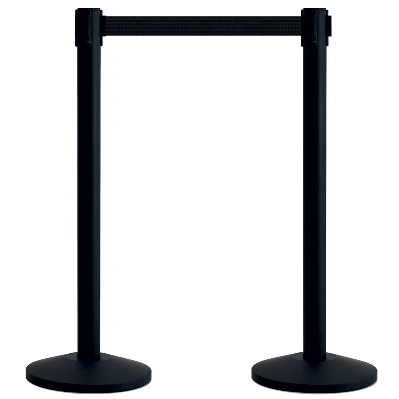 Tensator Retractable Black Belt Barrier with 2 Black Posts