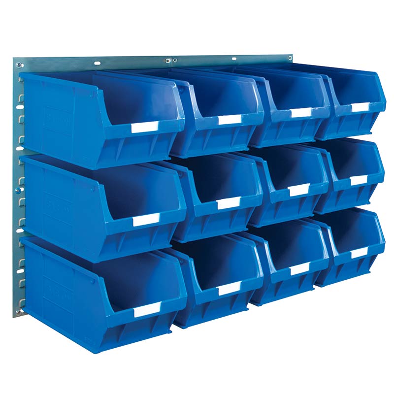 Topstore Wall-Mounted Louvre panel Kit -2 x TP10 Louvre panels & 12 x Blue TC5 Containers