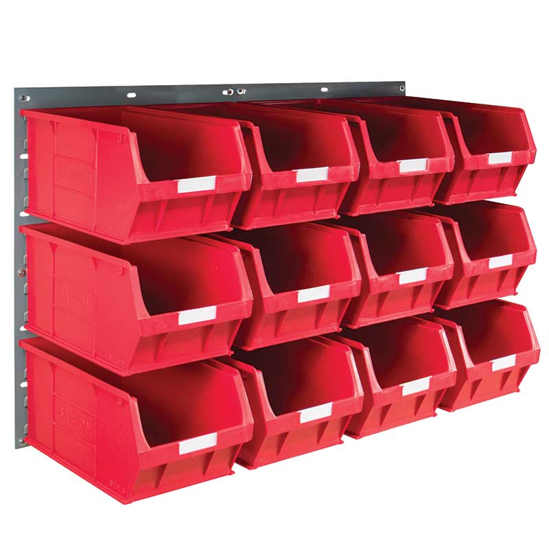 Topstore Wall-Mounted Louvre panel Kit -2 x TP10 Louvre panels & 12 x Red TC5 Containers