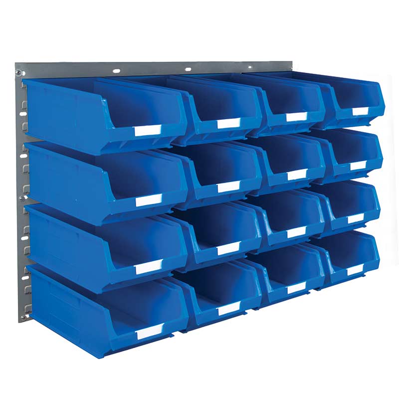 Topstore Wall Mounted Louvre Panel Kit - 2 x TP10 Louvre Panels & 16 Blue TC4 Containers