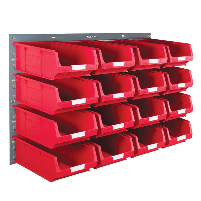 Topstore Wall-Mounted Louvre panel Kit -2 x TP10 Louvre panels & 16 x Red TC4 Containers