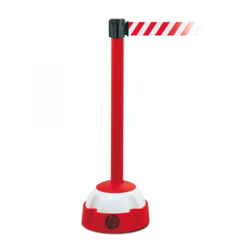 TRAFFIC-LINE Hi-Vis Belt Post - Red Post - 4 metre Red & White Striped Belt