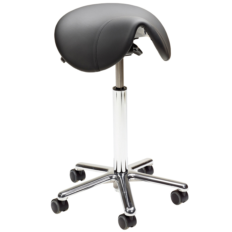 Treston ESD Workshop Saddle Stool - Black Faux Leather Seat - 120kg Capacity