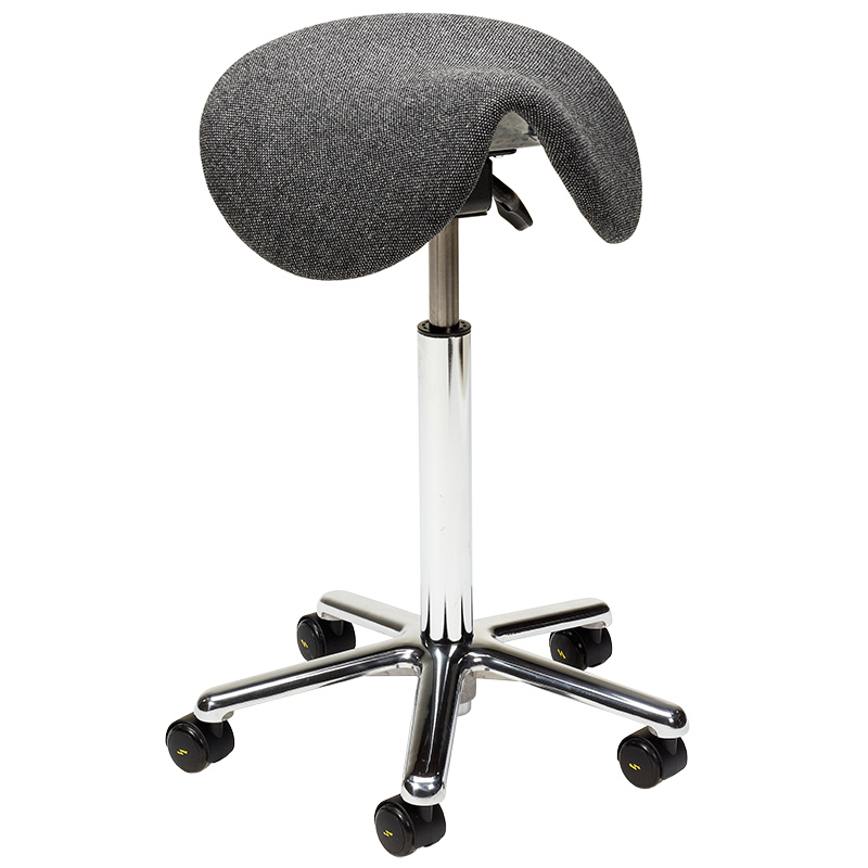 Treston ESD Workshop Saddle Stool - Grey Fabric Seat - 120kg Capacity