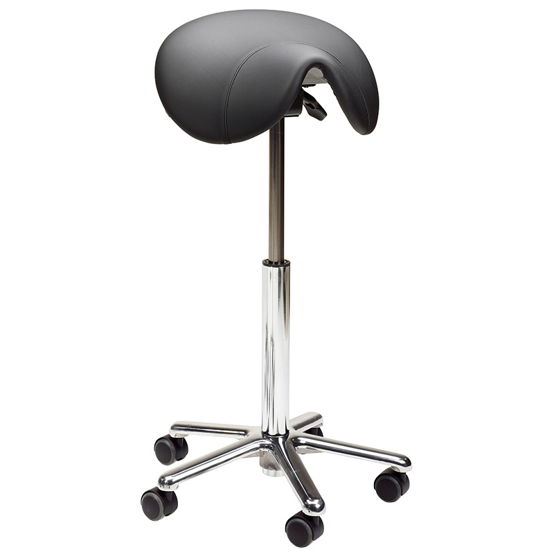 Treston Workshop Saddle Stool - Black Leather Seat - 120kg Capacity