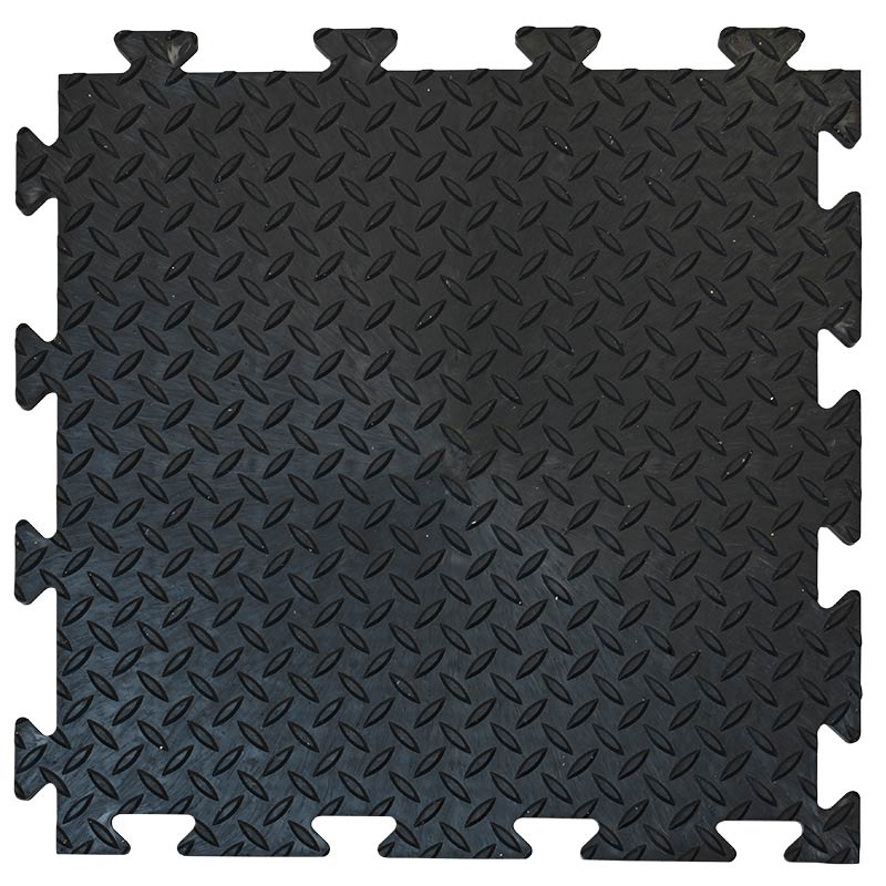 Tuff-Tile Diamond Top Heavy-Duty Interlocking Recyled PVC Floor Tile - 14 x 500 x 500m