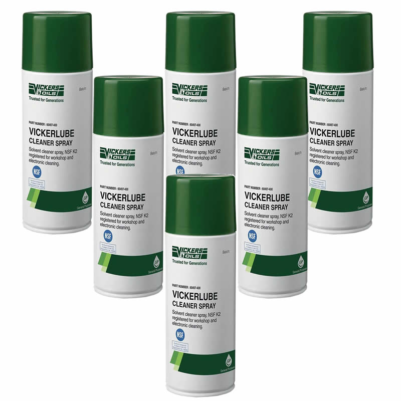Vickerlube Solvent Cleaner Spray- NFS K2 - (400ml - Pack of 6)