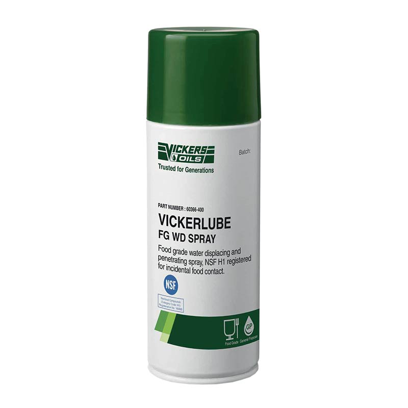 Vickerlube FG WD Silicone Spray  Lubricant 400ml - H1 NSF - FDA 21 CFR 178.3570 ISO 9001:2015