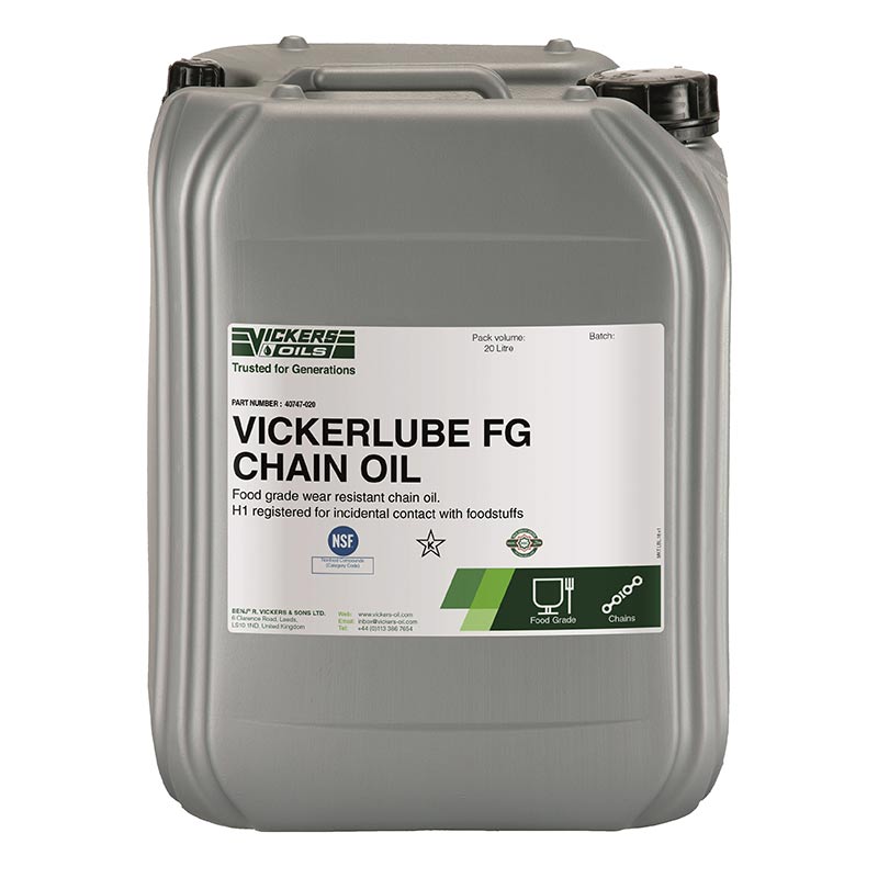 Vickerlube NSF H1 Food Grade Chain Oil - 20 Litres - Halal & Kosher certified