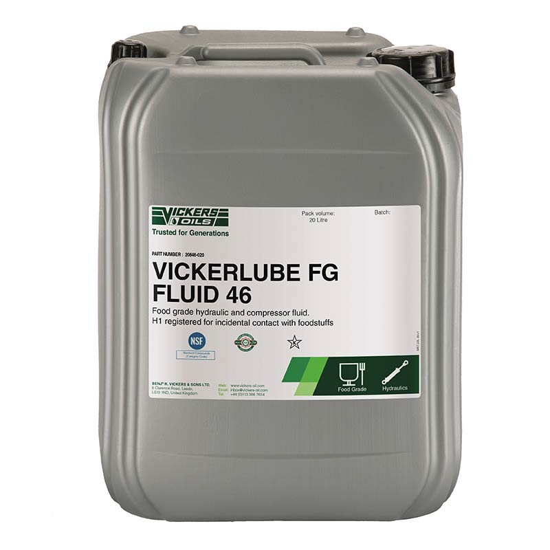 Vickerlube Food Grade Hydraulic Fluid - ISO VG 46 - NSF H1 - Halal & Kosher