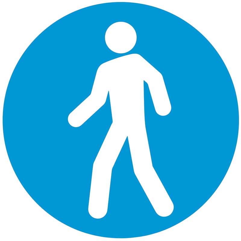 Walking Man Circular Graphic Floor Marker - Blue & White - 430mm Diameter