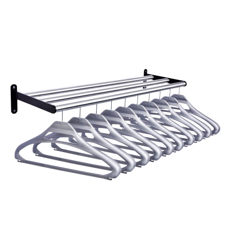 Wall Mounted Coat Rail with Plastic Hangers